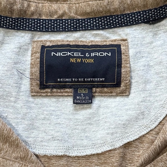 Men’s Nickel & Iron Tan Sandstone Short Sleeve 3 Button Polo Shirt Size Large - Picture 6 of 12